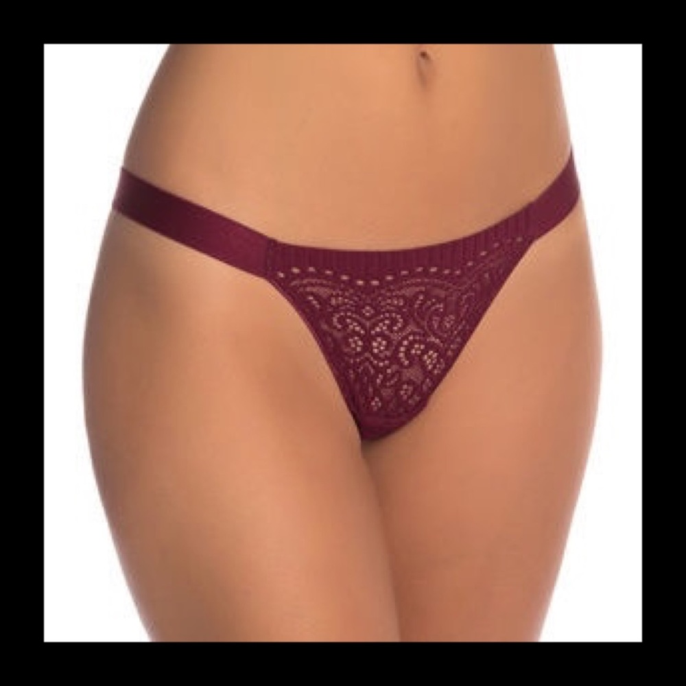 NWT FREE PEOPLE ABIGAIL DEEP MERLOT THONG sz MED